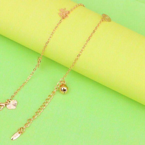 "Delicate Rose Gold Anklet with Lucky Charms & Adjustable Chain, XPAL1073 - Picture 8 of 12